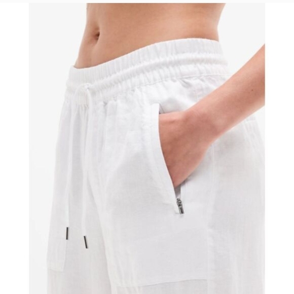 Athleta White Linen Wide Leg Pants Size 4P - Picture 3 of 9